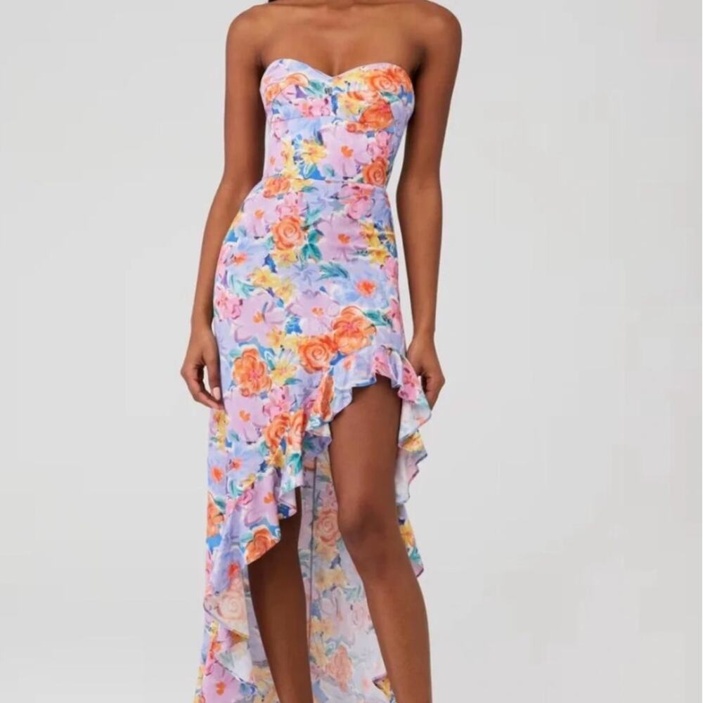 Amanda Uprichard Strapless Eden Watercolor Floral Dress S